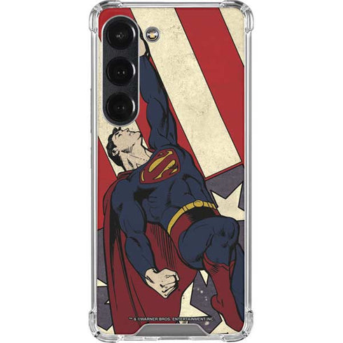 DC Comics Superman Vintage Pose American Flag Galaxy S23 Clear Case