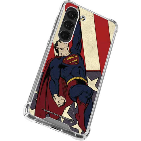 DC Comics Superman Vintage Pose American Flag Galaxy S23 Clear Case