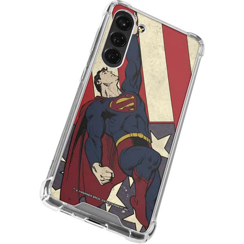 DC Comics Superman Vintage Pose American Flag Galaxy S23 Plus Clear Case