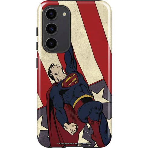 DC Comics Superman Vintage Pose American Flag Galaxy S23 Plus Pro Case