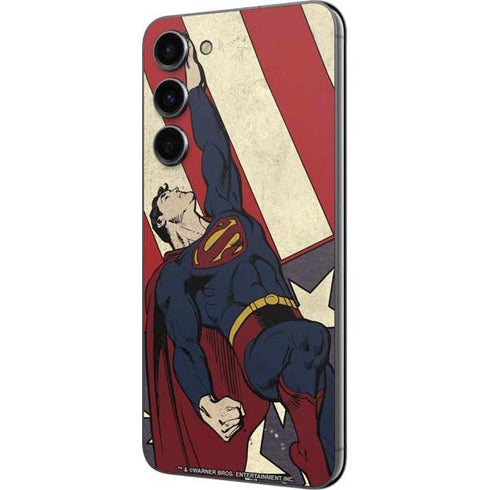 DC Comics Superman Vintage Pose American Flag Galaxy S23 Plus Skin