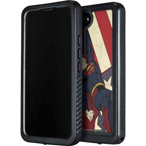 DC Comics Superman Vintage Pose American Flag Galaxy S23 Plus Waterproof Case