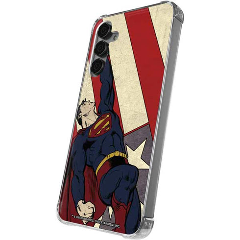 DC Comics Superman Vintage Pose American Flag Galaxy S24 Plus Clear Case