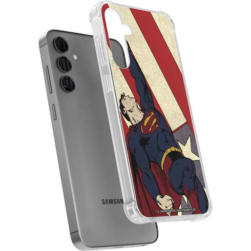 DC Comics Superman Vintage Pose American Flag Galaxy S24 Plus Clear Case