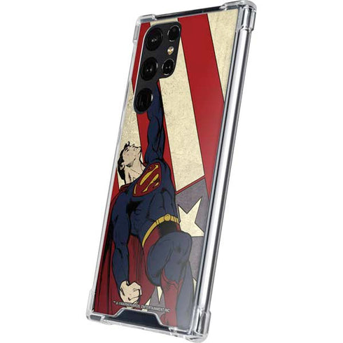 DC Comics Superman Vintage Pose American Flag Galaxy S24 Ultra Clear Case