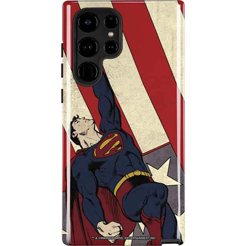 DC Comics Superman Vintage Pose American Flag Galaxy S24 Ultra Impact Case