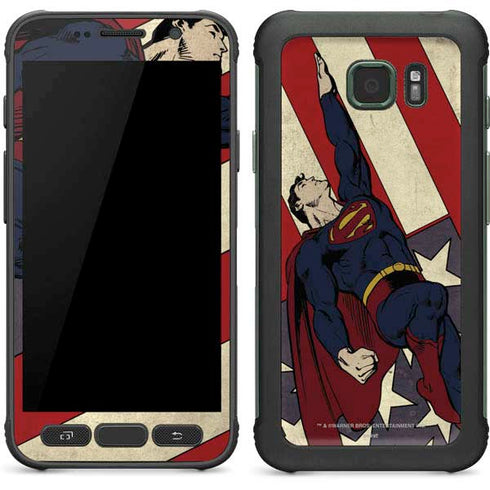 DC Comics Superman Vintage Pose American Flag Galaxy S7 Active Skin