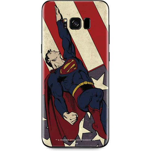 DC Comics Superman Vintage Pose American Flag Galaxy S8 Plus Skin