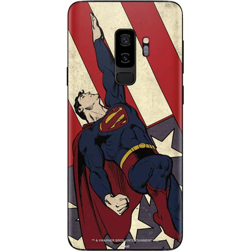 DC Comics Superman Vintage Pose American Flag Galaxy S9 Plus Skin