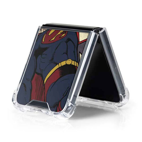 DC Comics Superman Vintage Pose American Flag Galaxy Z Flip5 5G Clear Case