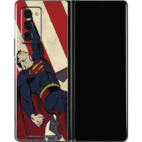 DC Comics Superman Vintage Pose American Flag Galaxy Z Fold2 5G Skin