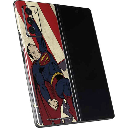 DC Comics Superman Vintage Pose American Flag Galaxy Z Fold2 5G Skin