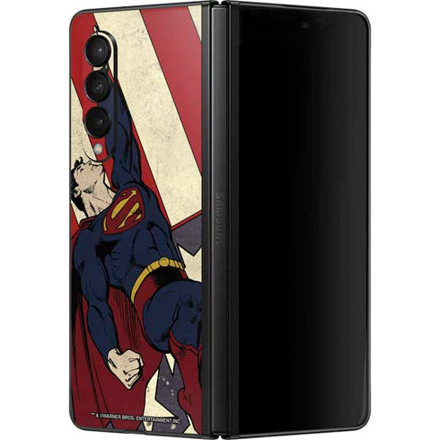 DC Comics Superman Vintage Pose American Flag Galaxy Z Fold3 5G Skin