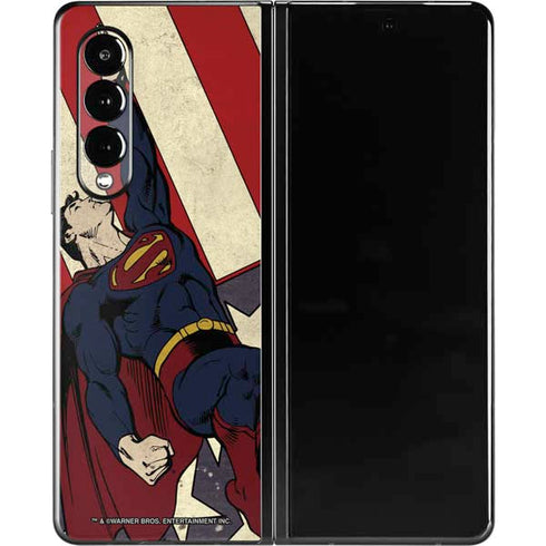 DC Comics Superman Vintage Pose American Flag Galaxy Z Fold3 5G Skin