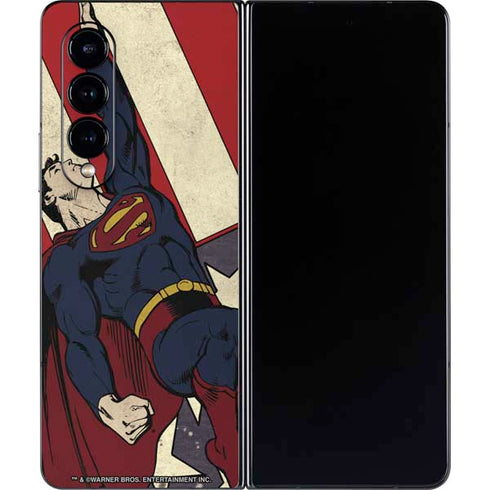 DC Comics Superman Vintage Pose American Flag Galaxy Z Fold4 5G Skin
