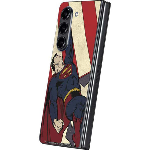 DC Comics Superman Vintage Pose American Flag Galaxy Z Fold5 5G Skin