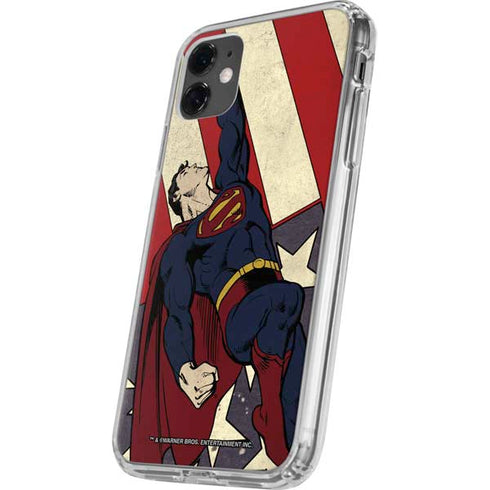 DC Comics Superman Vintage Pose American Flag iPhone 11 Clear Case