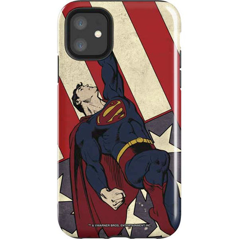 DC Comics Superman Vintage Pose American Flag iPhone 11 Impact Case