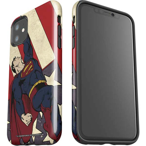 DC Comics Superman Vintage Pose American Flag iPhone 11 Impact Case