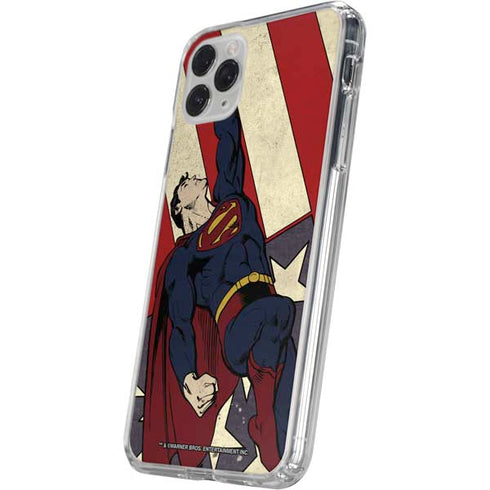 DC Comics Superman Vintage Pose American Flag iPhone 11 Pro Clear Case
