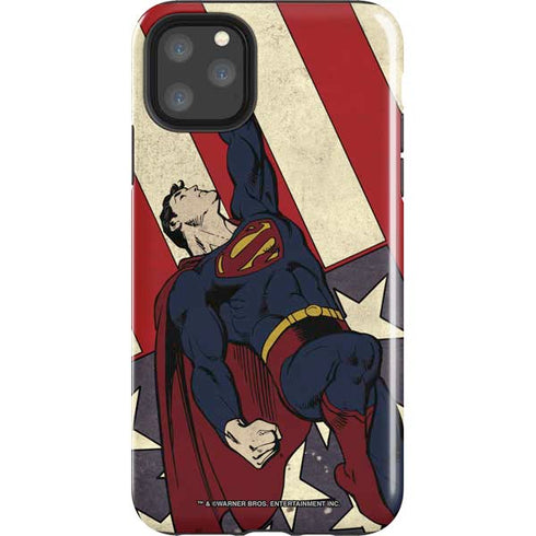 DC Comics Superman Vintage Pose American Flag iPhone 11 Pro Max Impact Case