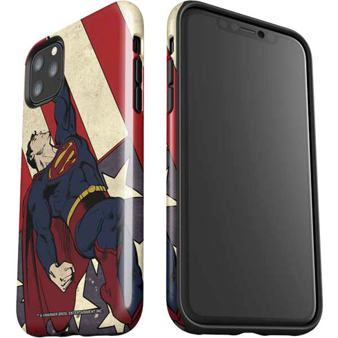 DC Comics Superman Vintage Pose American Flag iPhone 11 Pro Max Impact Case