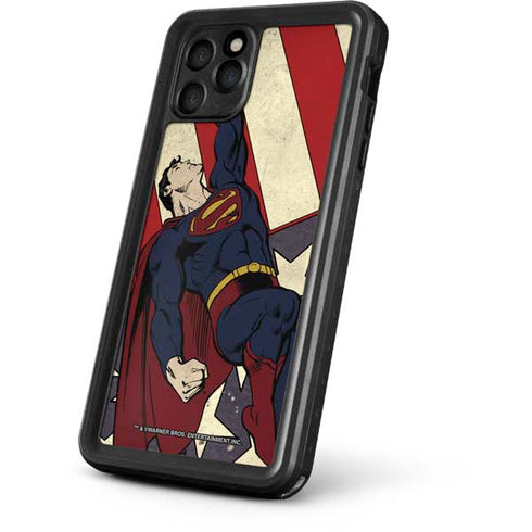 DC Comics Superman Vintage Pose American Flag iPhone 11 Pro Waterproof Case