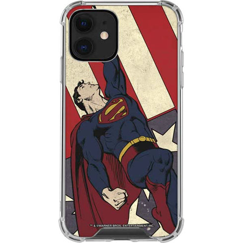 DC Comics Superman Vintage Pose American Flag iPhone 12 Clear Case