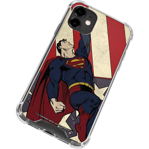 DC Comics Superman Vintage Pose American Flag iPhone 12 Clear Case