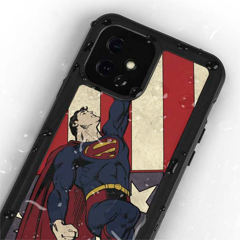 DC Comics Superman Vintage Pose American Flag iPhone 12 Mini Waterproof Case