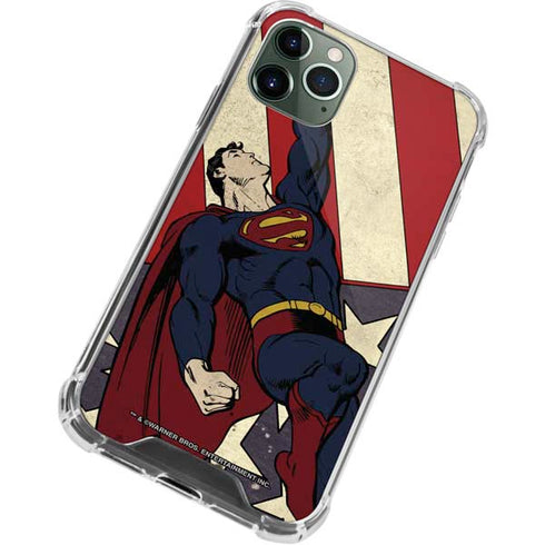 DC Comics Superman Vintage Pose American Flag iPhone 12 Pro Clear Case