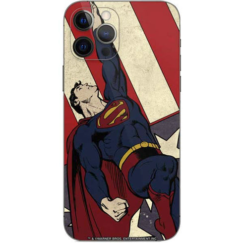 DC Comics Superman Vintage Pose American Flag iPhone 12 Pro Skin