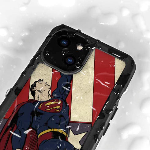 DC Comics Superman Vintage Pose American Flag iPhone 13 Mini Waterproof Case