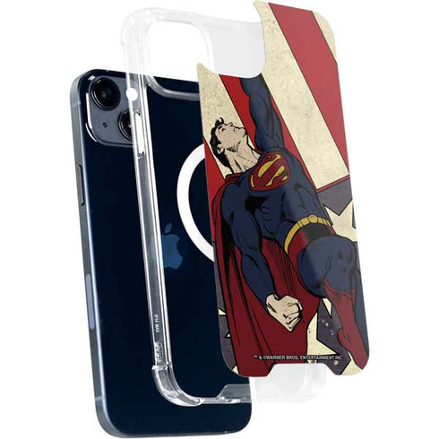 DC Comics Superman Vintage Pose American Flag iPhone 14 Plus MagSafe Case