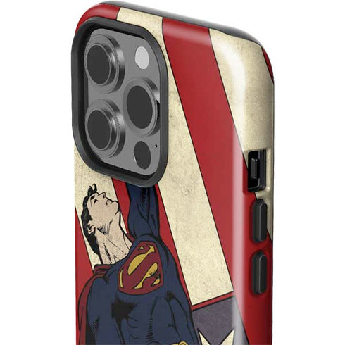 DC Comics Superman Vintage Pose American Flag iPhone 15 Pro Impact Case