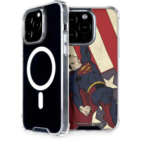 DC Comics Superman Vintage Pose American Flag iPhone 15 Pro MagSafe Case