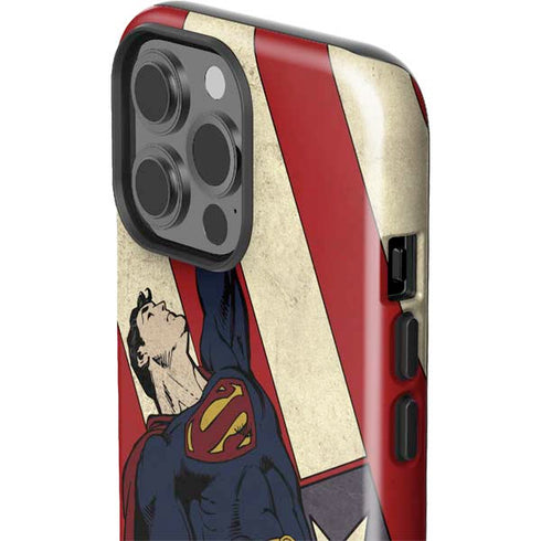 DC Comics Superman Vintage Pose American Flag iPhone 15 Pro Max Impact Case