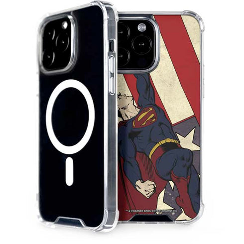 DC Comics Superman Vintage Pose American Flag iPhone 14 Pro Max MagSafe Case