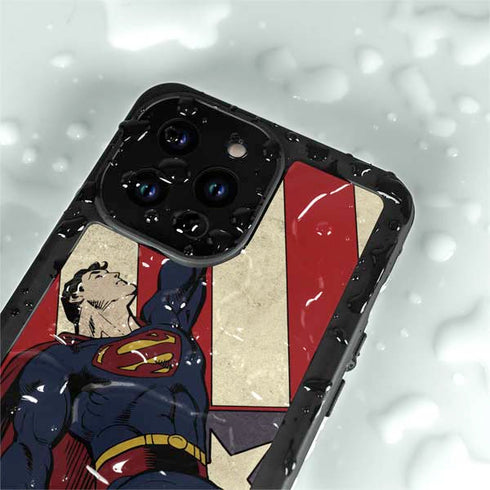 DC Comics Superman Vintage Pose American Flag iPhone 14 Pro Max Waterproof Case
