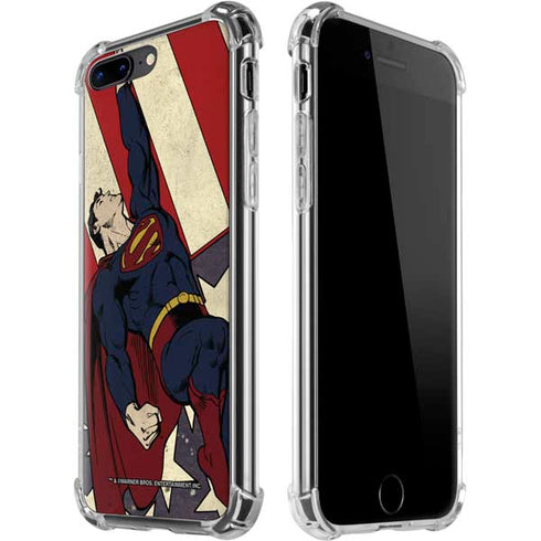 DC Comics Superman Vintage Pose American Flag iPhone 7/8 Plus Clear Case