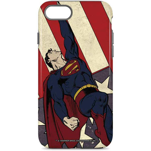 DC Comics Superman Vintage Pose American Flag iPhone 8 Pro Case