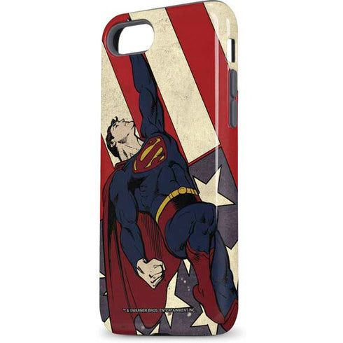 DC Comics Superman Vintage Pose American Flag iPhone 8 Pro Case