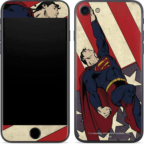 DC Comics Superman Vintage Pose American Flag iPhone 8 Skin