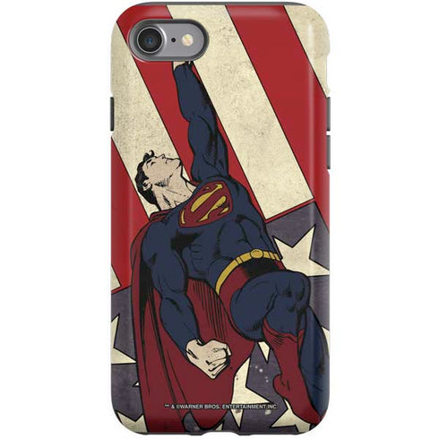 DC Comics Superman Vintage Pose American Flag iPhone SE (2nd & 3rd Gen) Pro Case