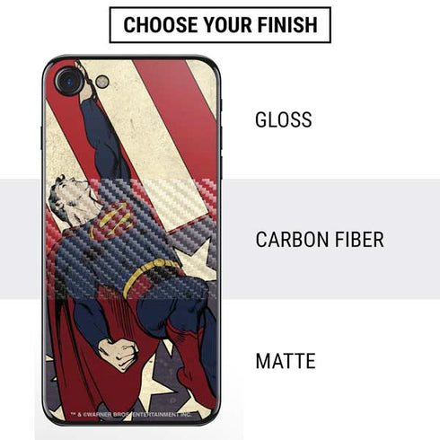 DC Comics Superman Vintage Pose American Flag iPhone SE (2nd & 3rd Gen) Skin