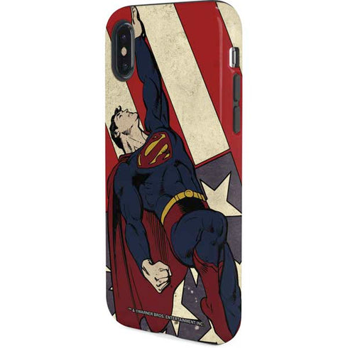 DC Comics Superman Vintage Pose American Flag iPhone X Pro Case