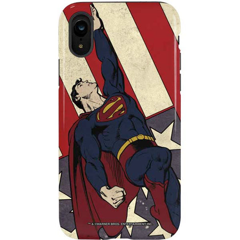 DC Comics Superman Vintage Pose American Flag iPhone XR Pro Case