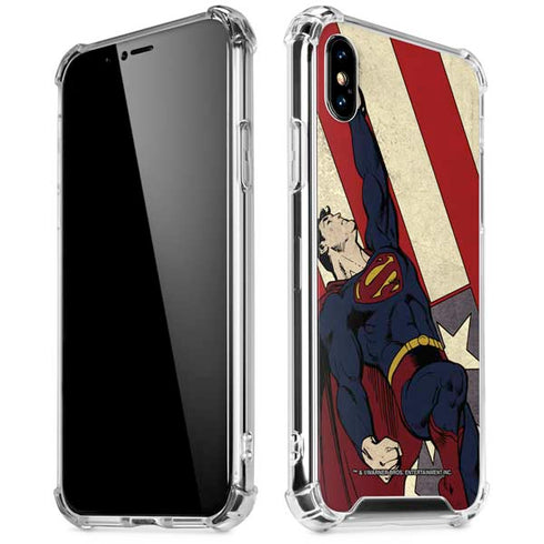 DC Comics Superman Vintage Pose American Flag iPhone XS Max Clear Case
