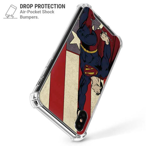 DC Comics Superman Vintage Pose American Flag iPhone XS Max Clear Case