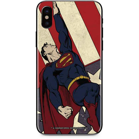 DC Comics Superman Vintage Pose American Flag iPhone XS Max Skin